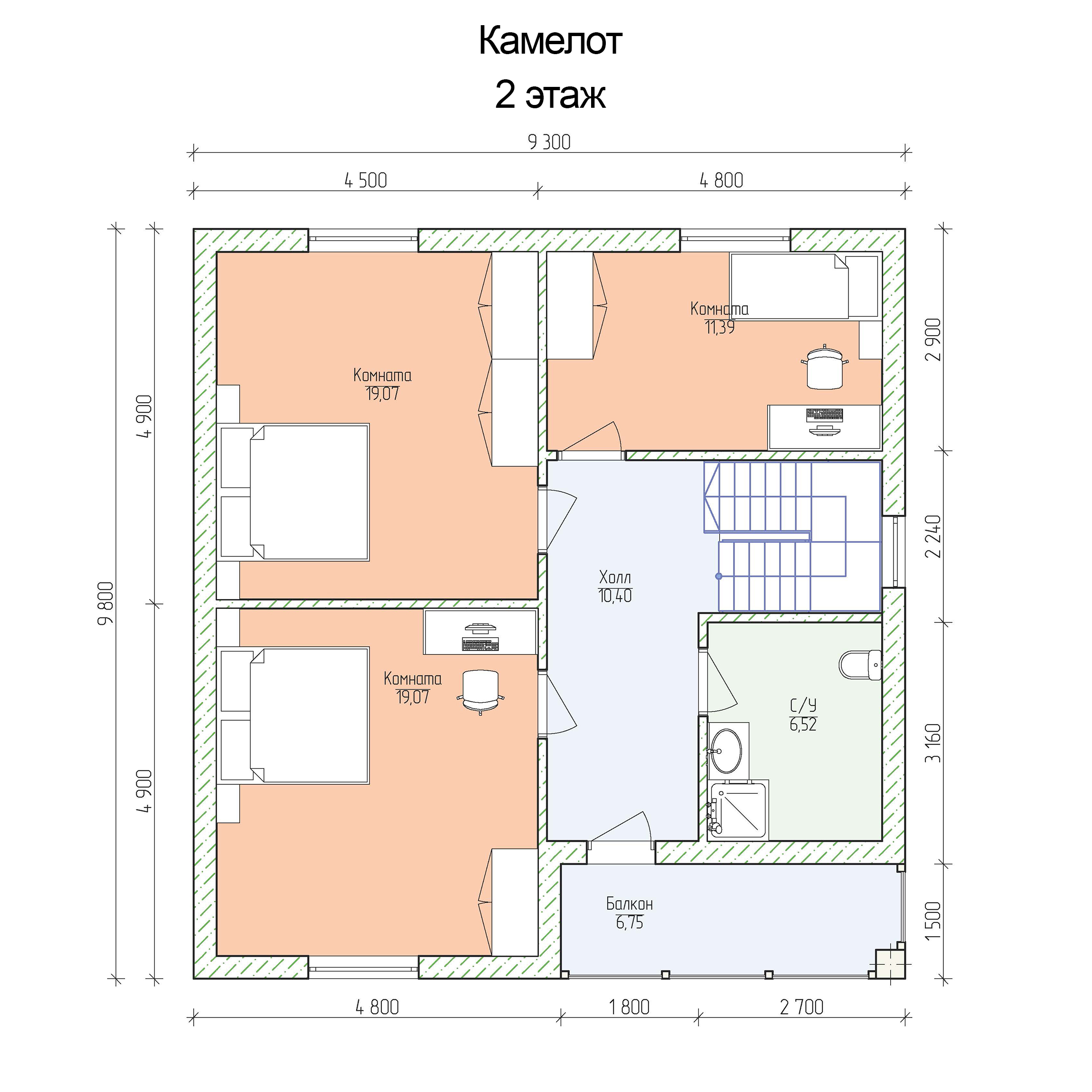 Дом из газобетона по проекту «Камелот», 9,3х9,8 площадью 168.78 м2 по цене  4969000 руб. в Нижнем Новгороде